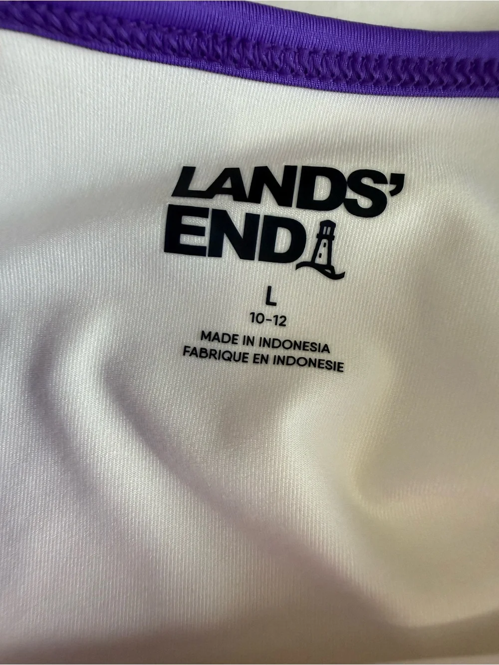 Lands' End White and Purple Girls' Rash Guard Swim Set